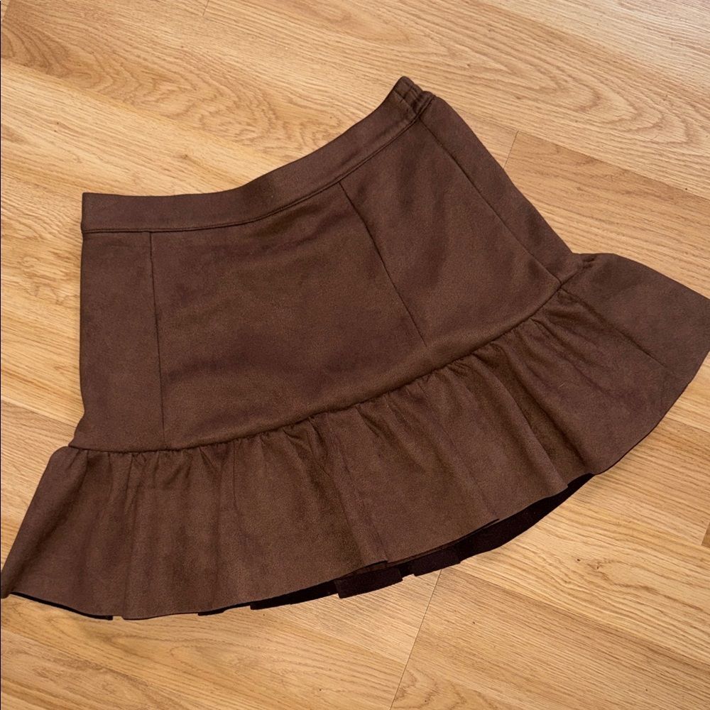 Janie and Jack Brown Ruffled Skirt Size 12 Faux Suede
